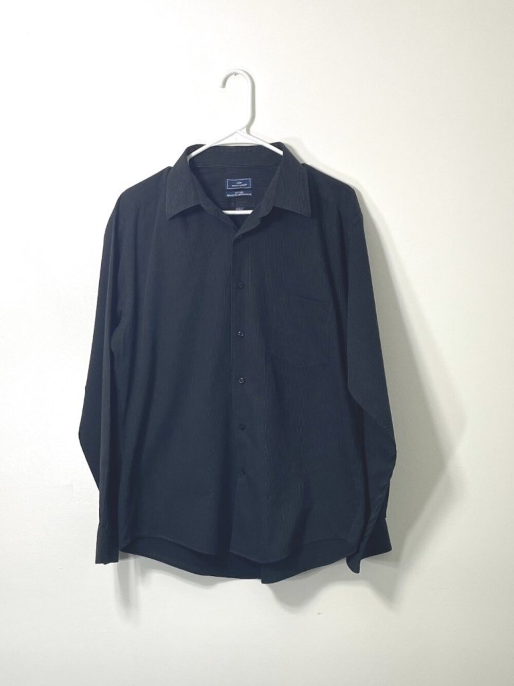 Dockers Men's Black Pinstripe Fitted Dress Shirt 16.5 34/35